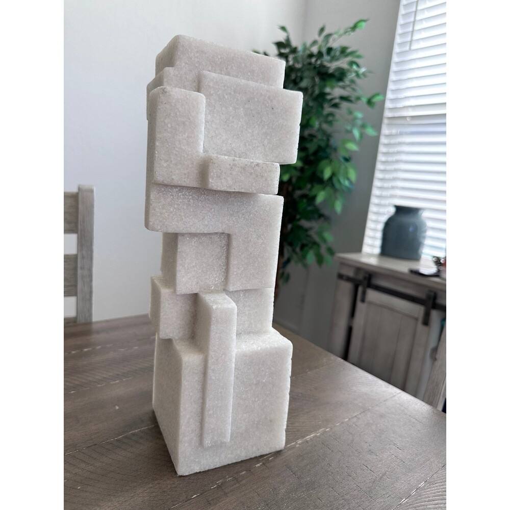 $430 Uttermost Jumble Sculpture Granulated Marble Art Deco Cubist Abstract Decor
